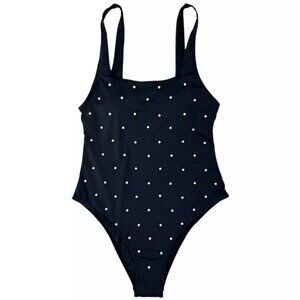 Brand New Womens' bebe One-Piece Solid Pearl Embellished Swimsuit